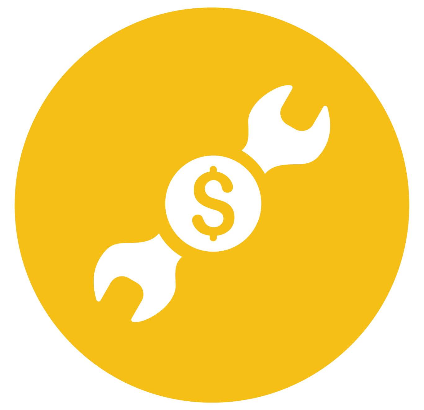 wrench and dollar sign icon