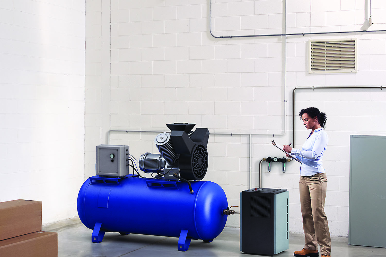 Inspector checking out a compressor
